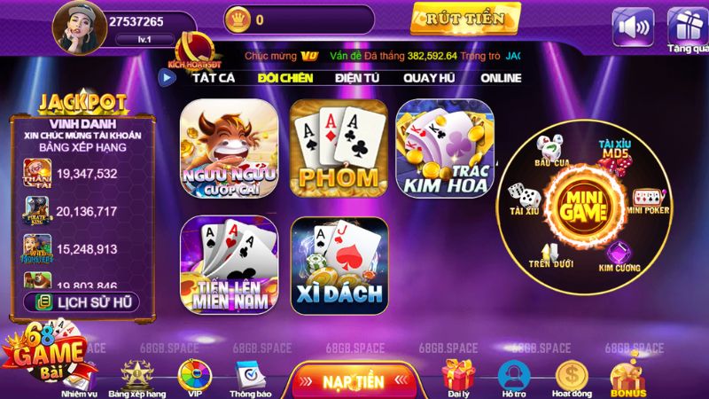 Review hệ thống VIP tại 68 Game Bài: Đặc quyền cho "Đại gia" 3 Minigame 68 game bài