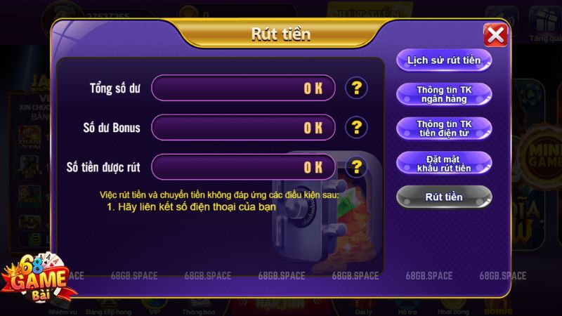 Review hệ thống VIP tại 68 Game Bài: Đặc quyền cho "Đại gia" 4 Rút tiền 68 game bài